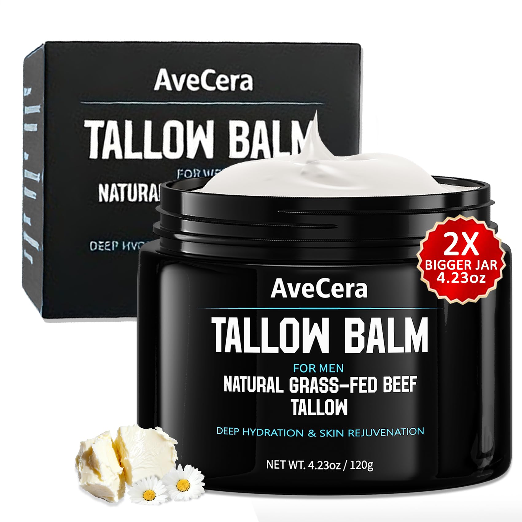 Wrinkles Smooths Beef Tallow Balm for Men Tallow Face Moisturizer for Face Hydration Anti Aging Cream - Natural