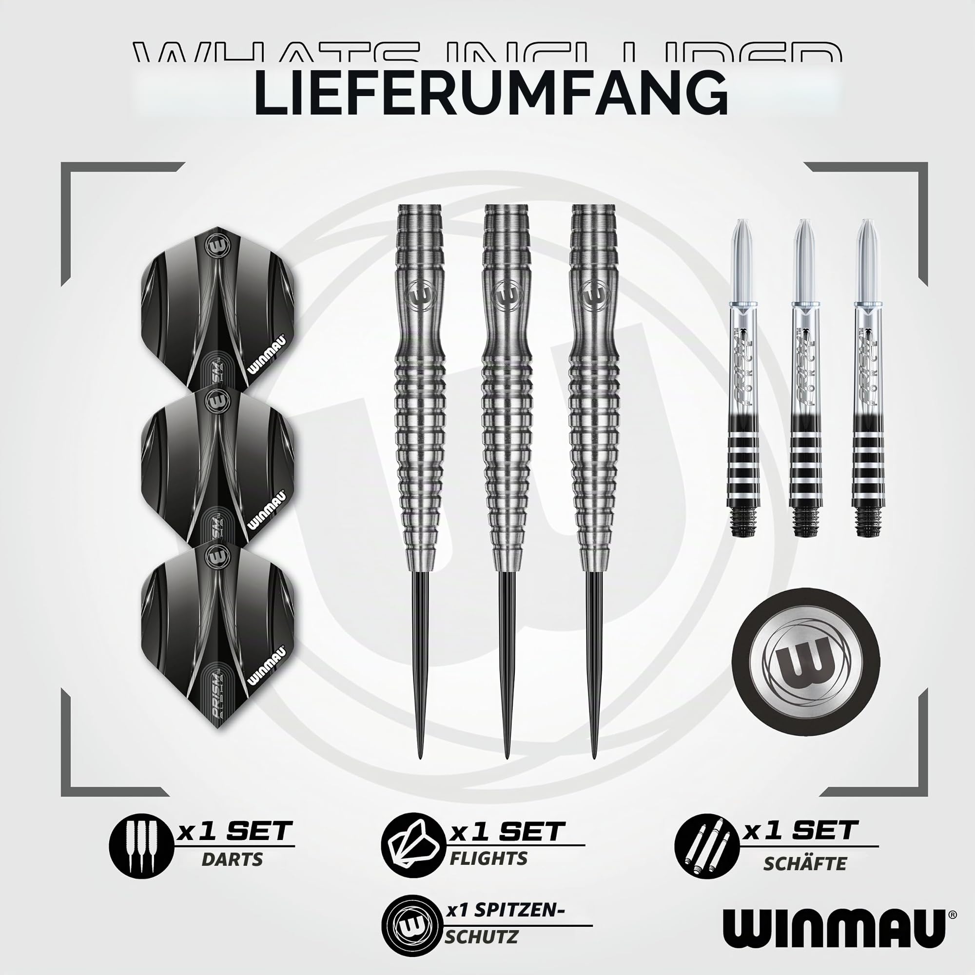 WINMAU Sniper 24 Gramm Professionelles Wolfram-Dart-Set mit Flights und Schäften (Shafts)
