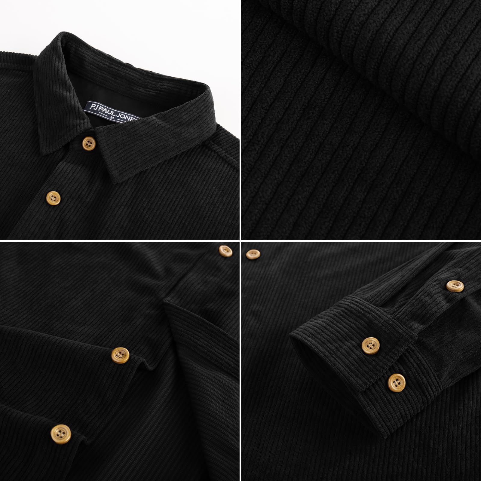 PJ PAUL JONES Camicia da uomo in velluto a coste casual con bottoni, giacca leggera
