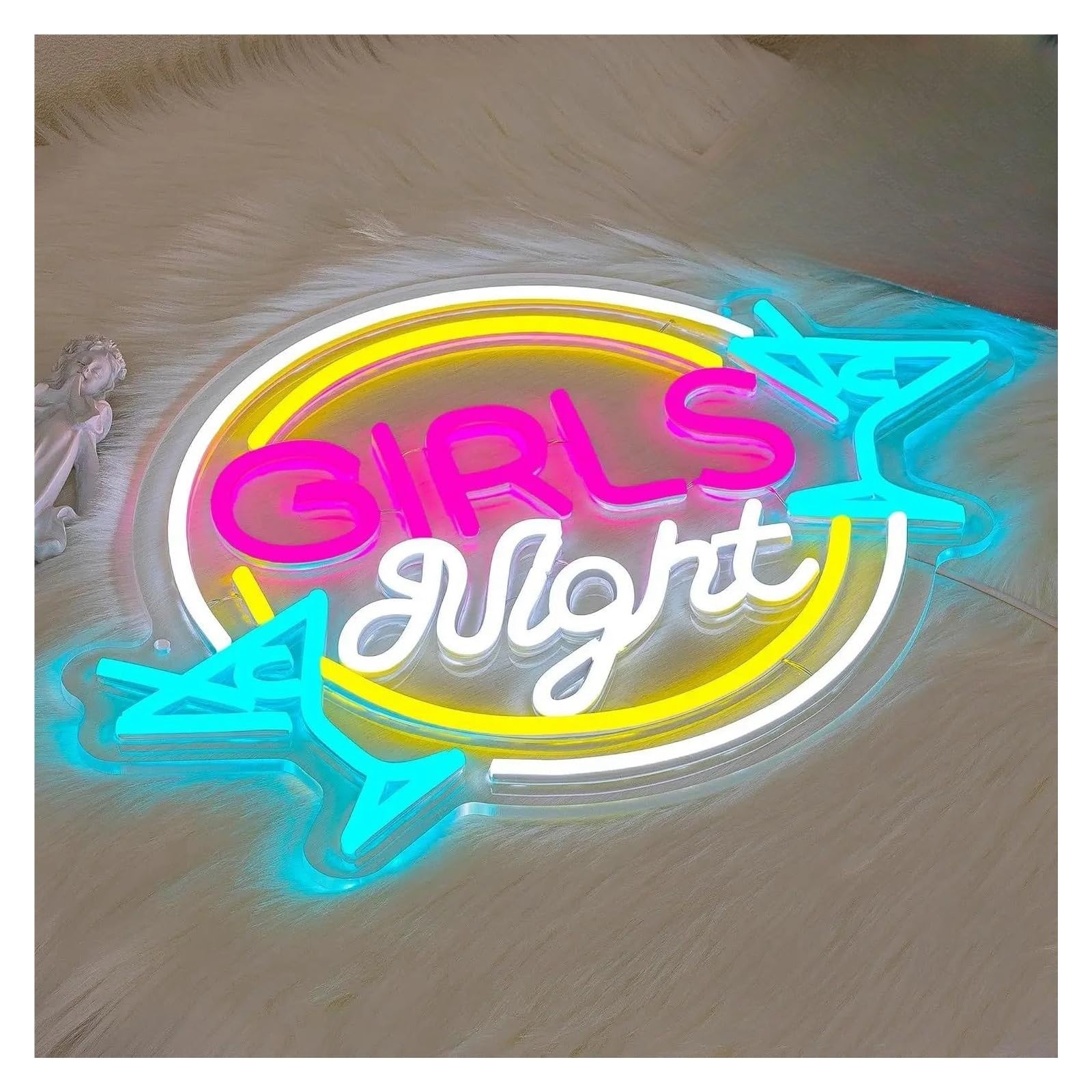 Luz de Diseño de Digital Letrero De Neón De Noche Para Niñas, Luz Para Dormitorio De Niñas, Decoración De Pared Alimentada Por USB Para Bar, Sala De Belleza, Fiesta En Club, 27,5x35cm