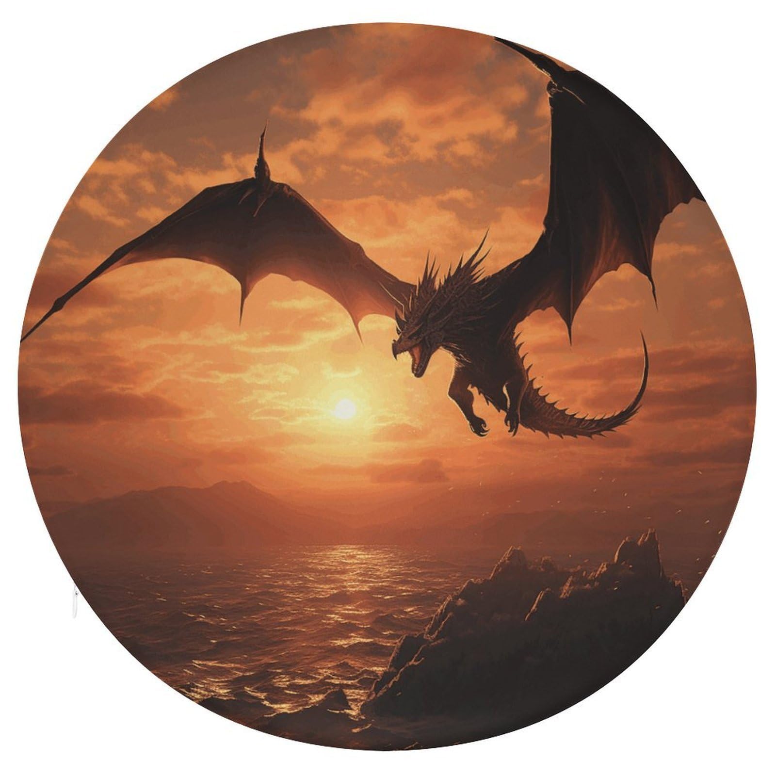 Adfgyerh Style Sea Sunset Flying Dragon Cushion Memory Foam Pillow Core，Seat Cushion Detachable Design，Chair Cushions Suitable For All Seasons, And Can Be Used In Offices, Dining Rooms, Homes, And Other Settings.