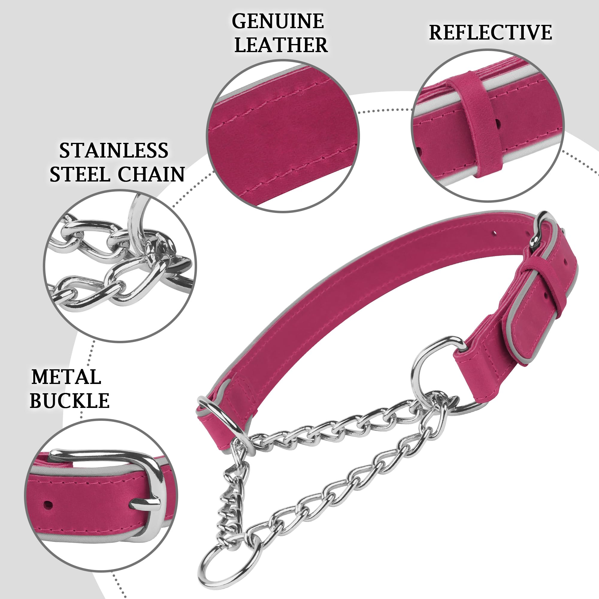 OOPSDOGGY Reflective Leather Martingale Dog Collar - Image 4