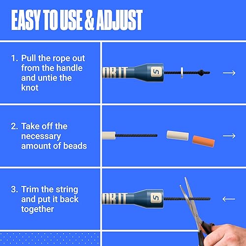 Miniatura 5 de Sportbit Elite - Cuerda de saltar con cuentas, cuerda de velocidad ajustable para fitness, crossfit, boxeo, sin enredos, ligera