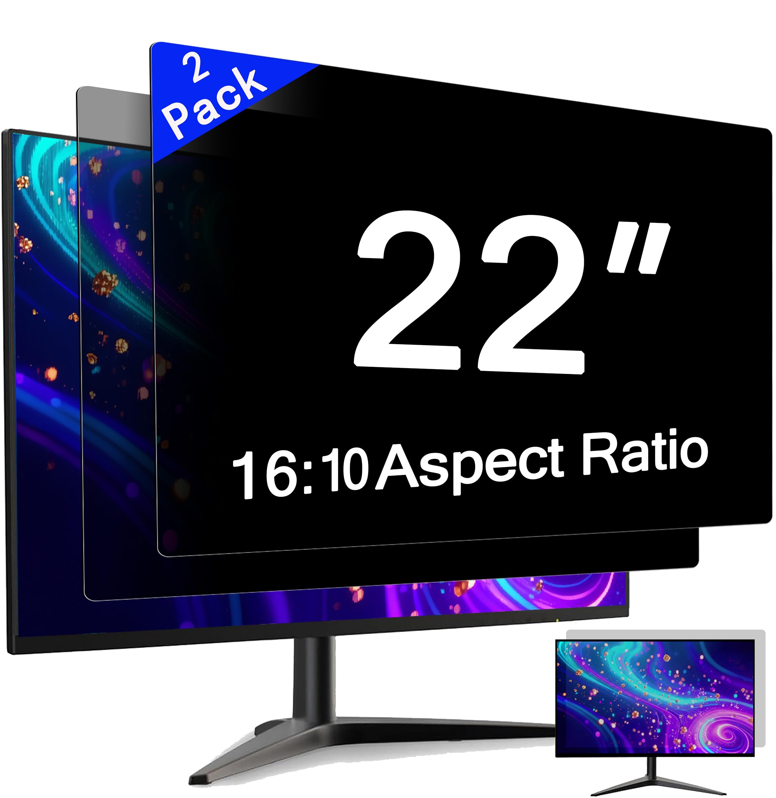 Photo 1 of [2 Pack] 22 Inch Privacy Screen for 16:9 Monitor, Computer Privacy Filter, Anti Glare Blue Light Filter, Privacy Screen Protector, Removable Privacy Screen for Office, Home, and Shared Spaces