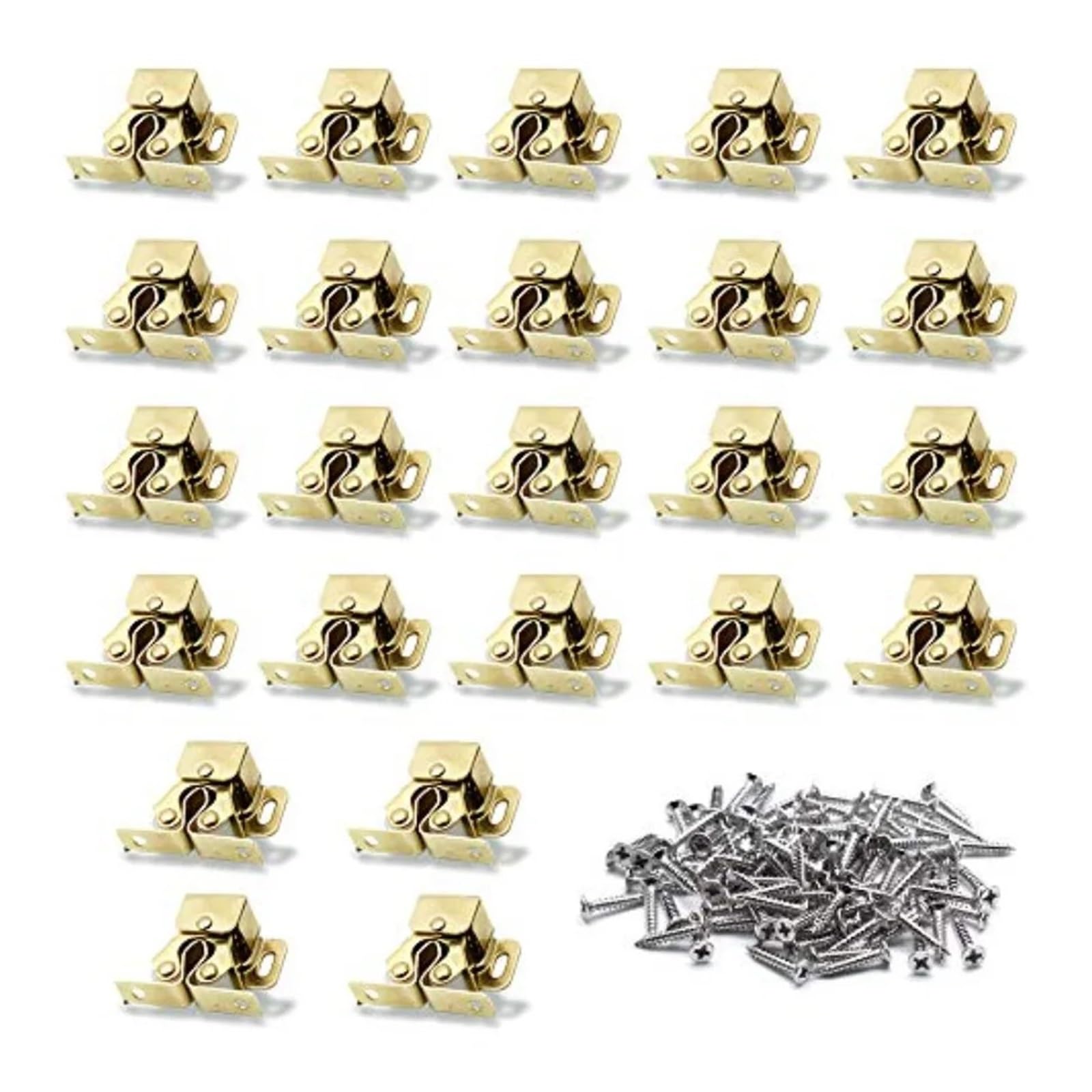 24 Pack Double Roller Catch Cabinet Latches with Spear Strike for Cupboard Closet Door for Furniture