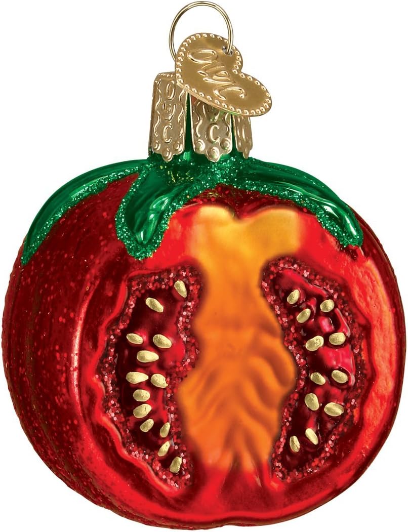 Garden Tomato Glass Blown Ornament for Christmas Tree, Handcrafted Holiday Decoration, Garden Collection
