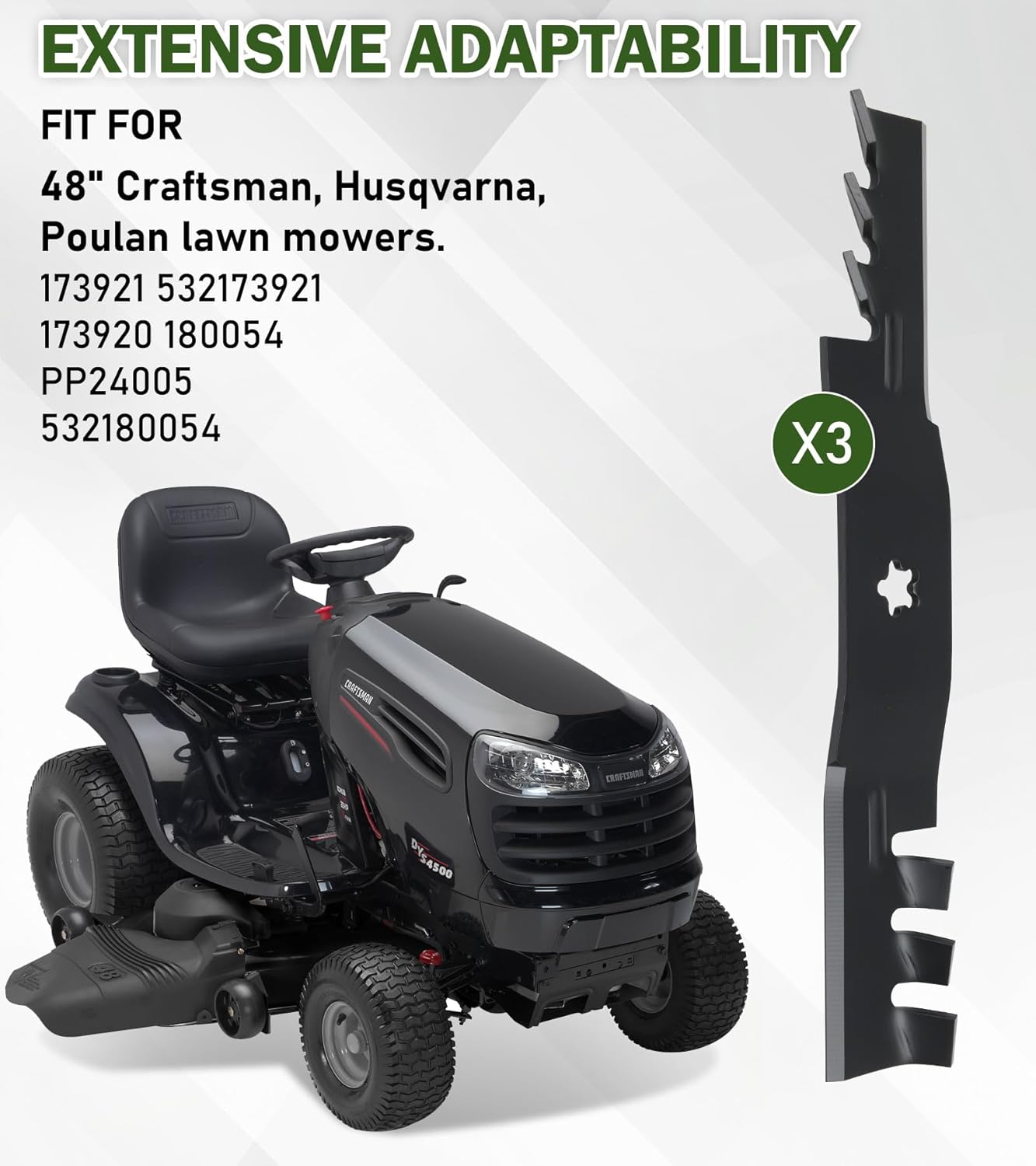 ELITEWILL 48 Inch Lawn Mower Blades Compatibe with Husqvarna Z248F YTH2348 GTH2548 YTH2148 2748GLS YTH2448 YTH2748 YTH1848XP Poulan Craftsman 575938301 532173921 High Lift Mulching Blades