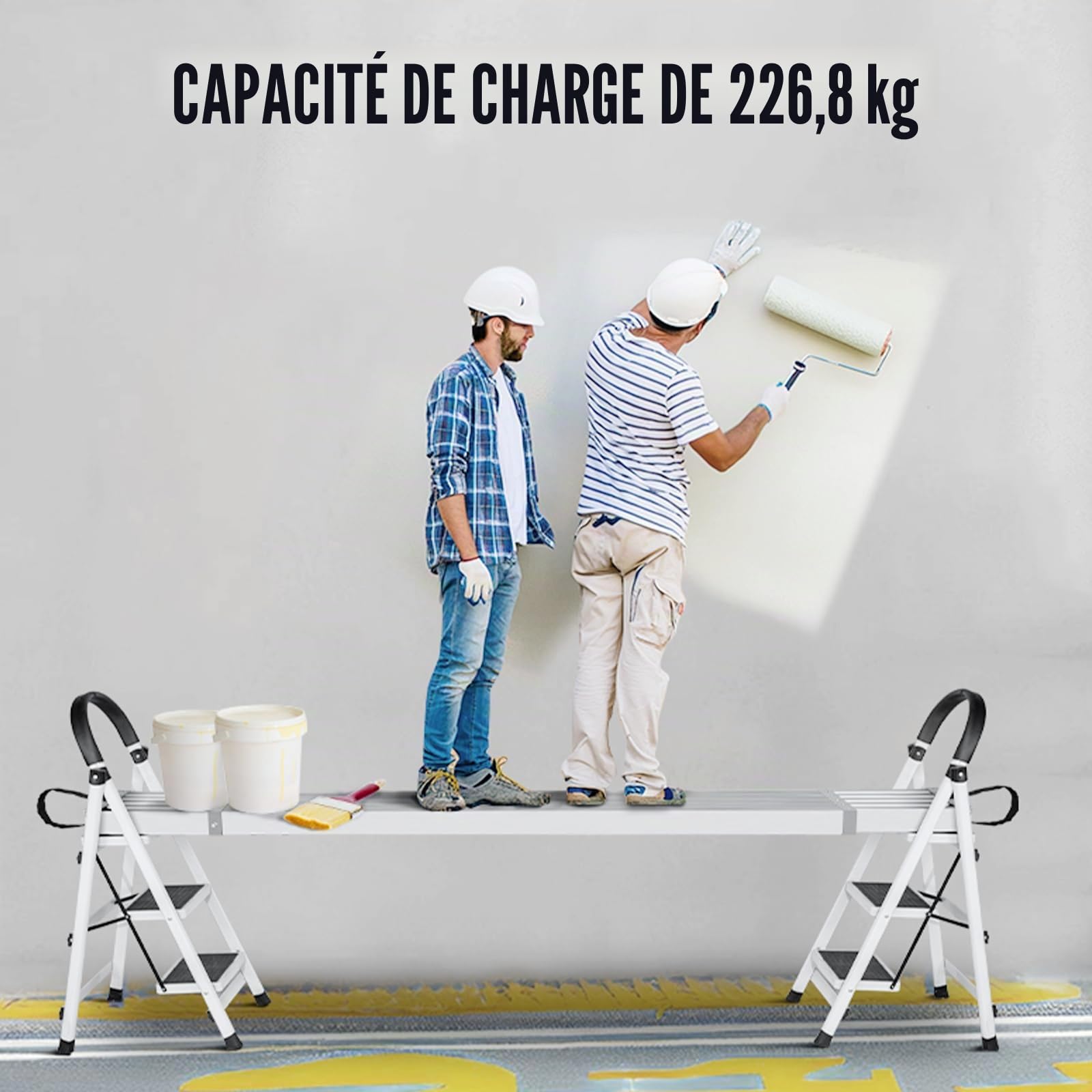 VEVOR Planche d'Échafaudage Télescopique en Aluminium 2,44-3,96 m, 317,5 mm Largeur, 227 kg, Extension Avec Plate-forme Antidérapante, Accessoire d'Échelle
