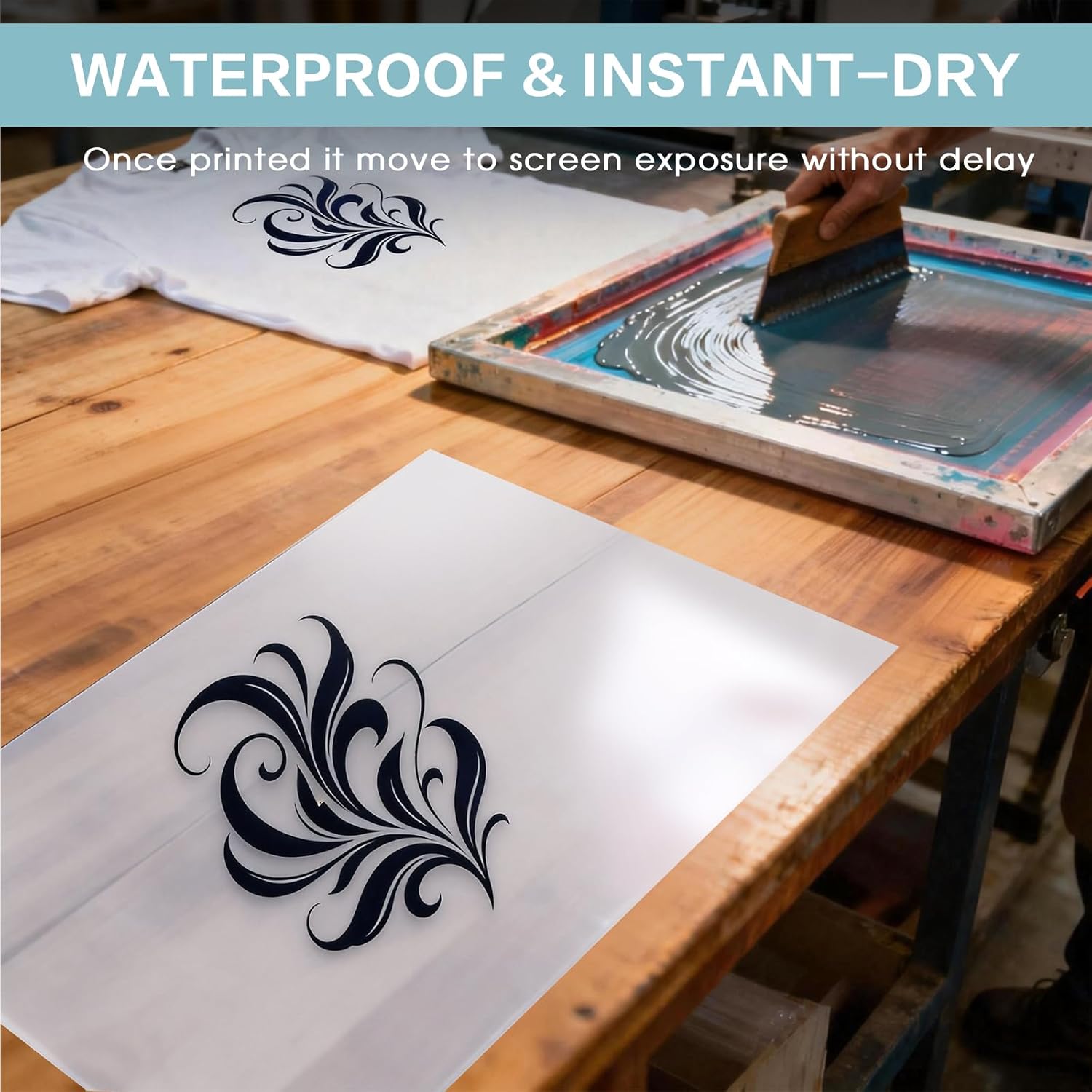 Waterproof Inkjet Transparency Film 13 x 19 Inch, 4 Mil 150 Sheets Professional Grade Printable Transparency Film for Silk Screen Printing, Overhead Projector, Crafts