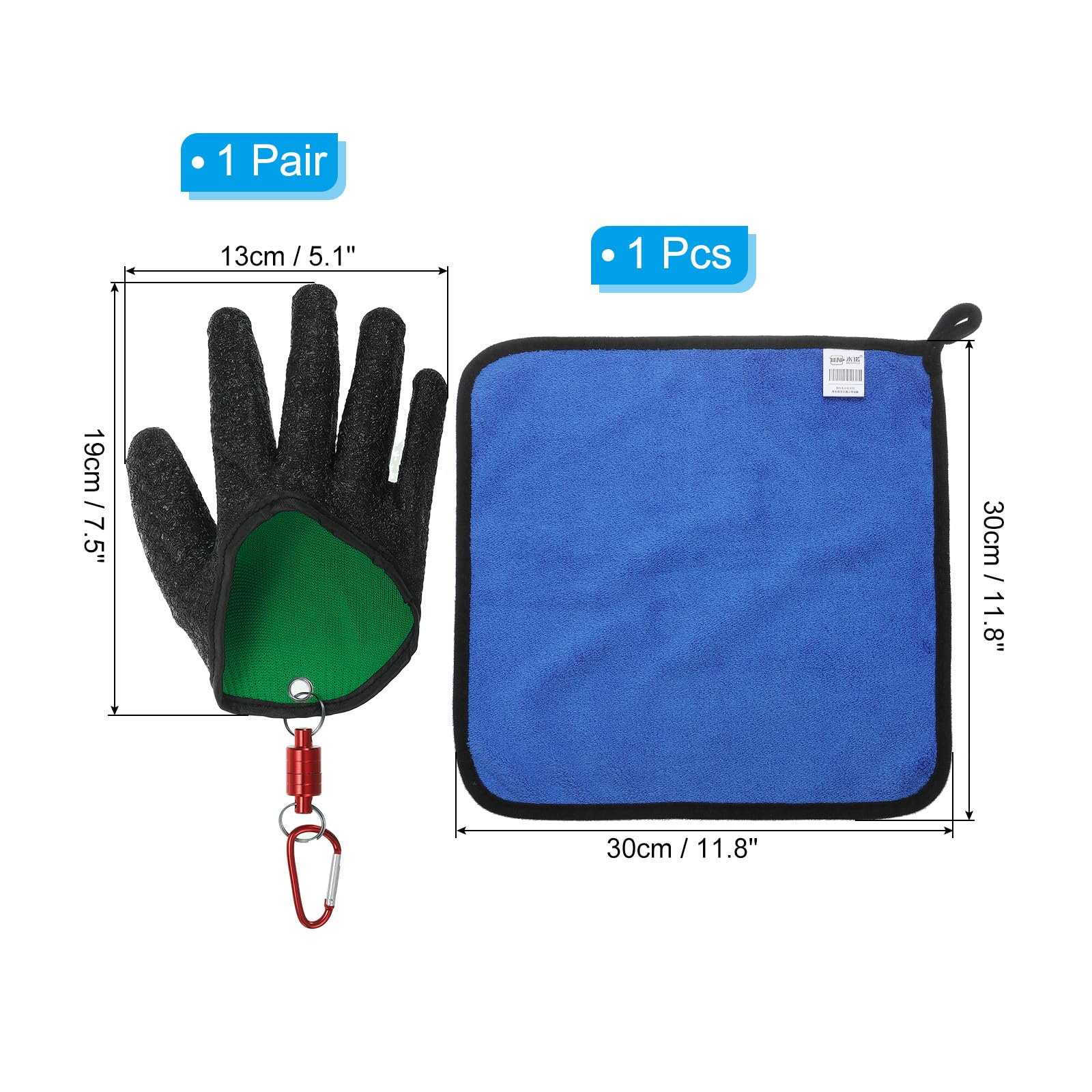 PATIKIL Fishing Gloves With Alloy Magnet Release Towel 1 Pair Fisherman Professional Catch Fish Gloves Non-Slip Puncture Resistant Glove for Handling Catching Cleaning Black - Image 2