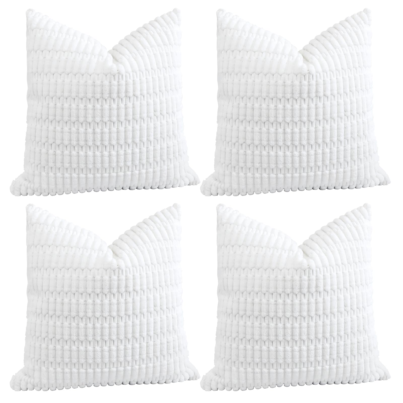 Sungeek Set 4 Federe Decorative In Velluto A Coste 40x40 Cm - Stile Bohémien Neutro