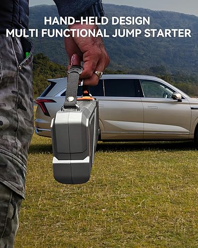 Miniatura 7 de Arrancador de salto de 9000 A con compresor de aire, cargador de coche portátil para automóvil con inflador de neumáticos de 150 PSI, vehículo de