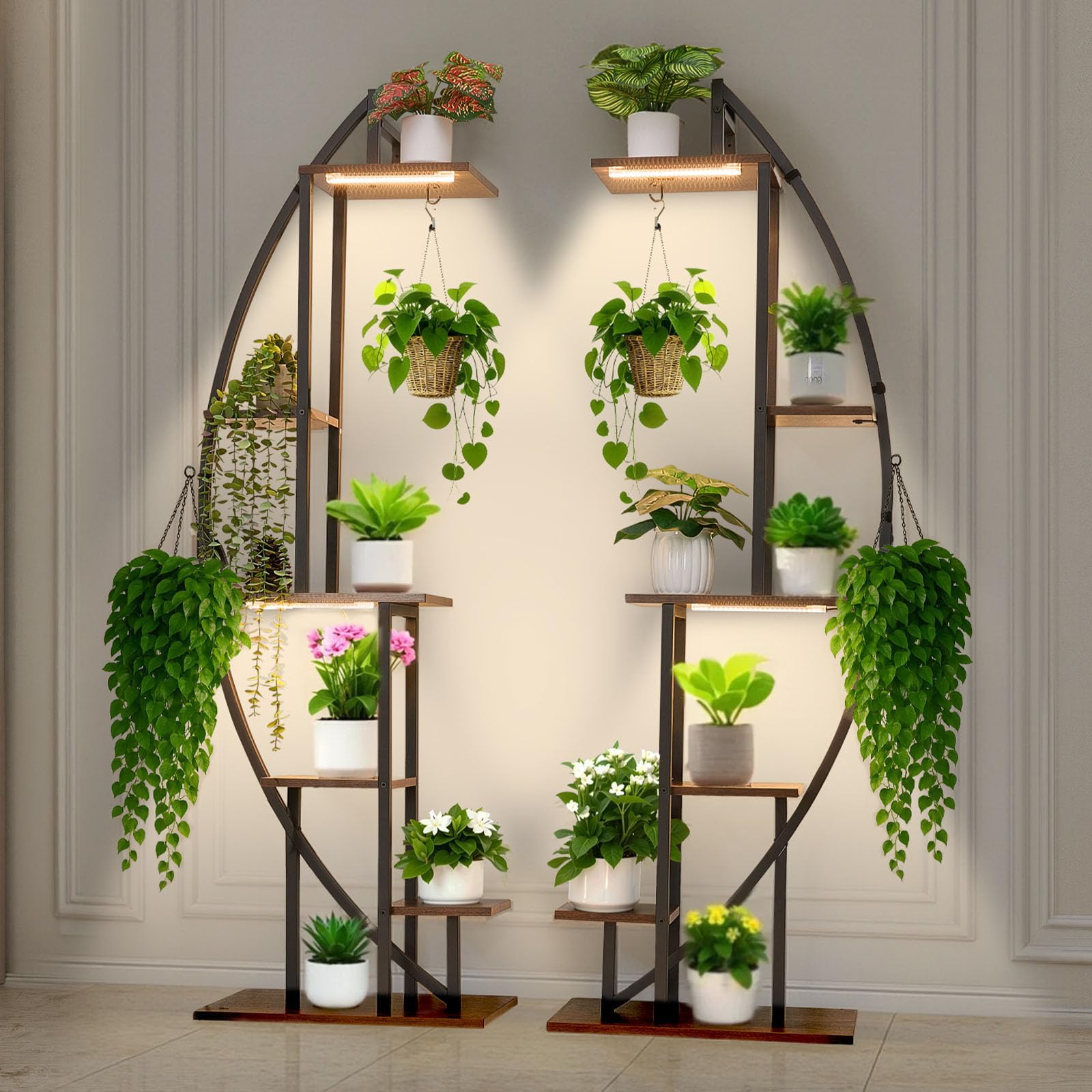 VEVOR 6-Tier Half Moon Plant Stand with Grow Lights