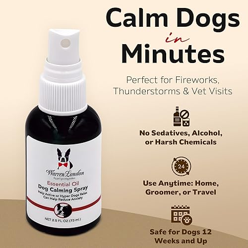 Miniatura 2 de Warren London Spray calmante de aromaterapia para perros, mezcla de aceites esenciales de 2.5 onzas (lavanda, vetiver, salvia clara y naranja dulce)