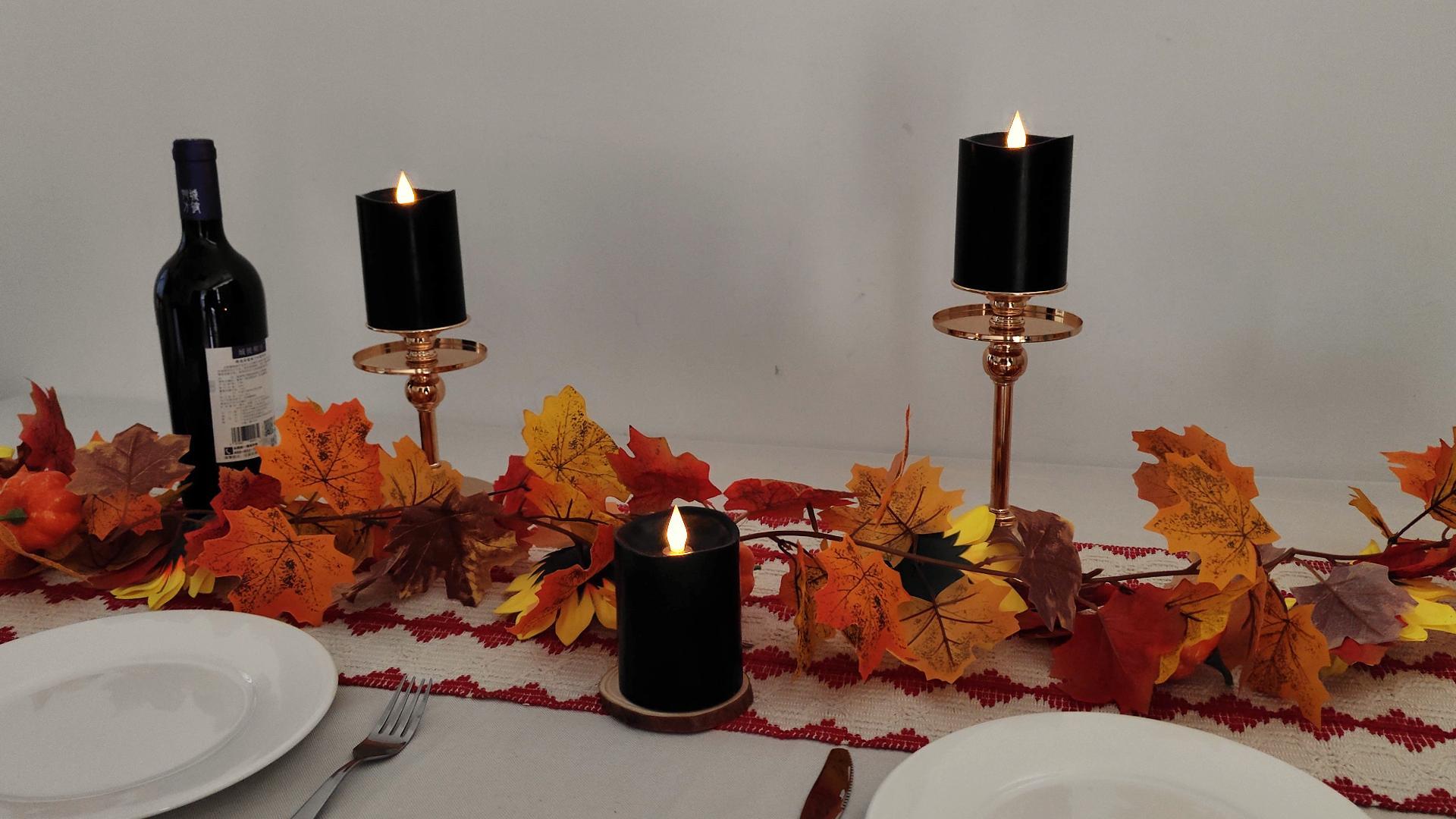 Image of 3x4 Flickering Flameless Candles Set of 2,Real Wax Pillar led Candles Flickering,with Timer,4 inch Flameless Candles with Remote,Battery Operated Candles,for Party Holiday Home Decor,Black