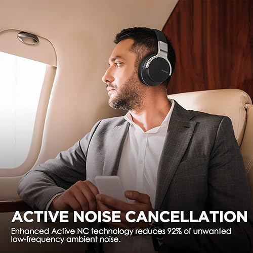 Miniatura 2 de AUSDOM E7 Auriculares con cancelación activa de ruido auriculares inalámbricos Bluetooth sobre la oreja ANC con micrófono, tiempo de reproducción de