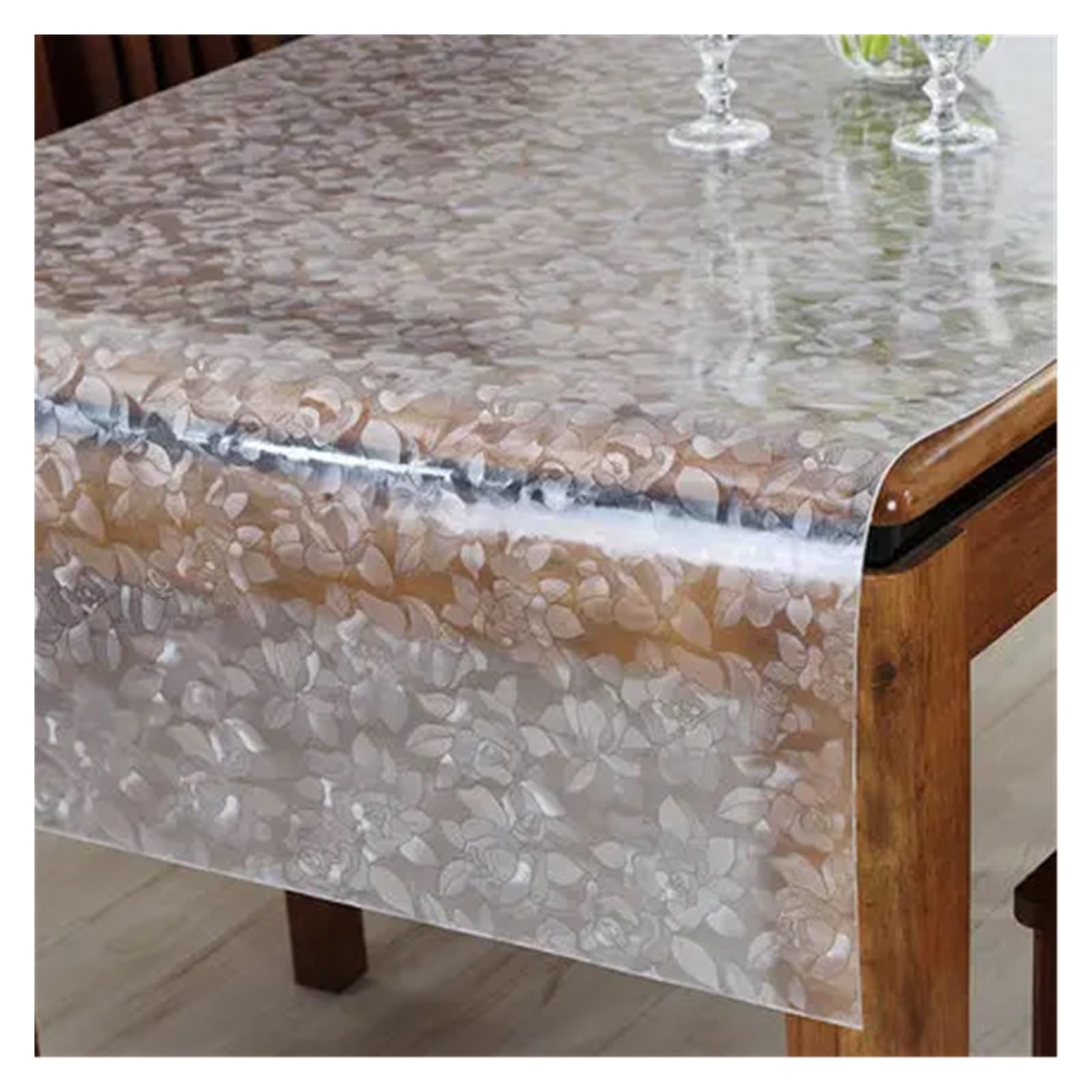 CIGPKLO Transparent Tablecloth 1.5mm Translucent Waterproof Soft Tablecloth Rectangle Table Cloths Coffee Mat Cover For Kitchen(D 1.5mm,90x90cm)