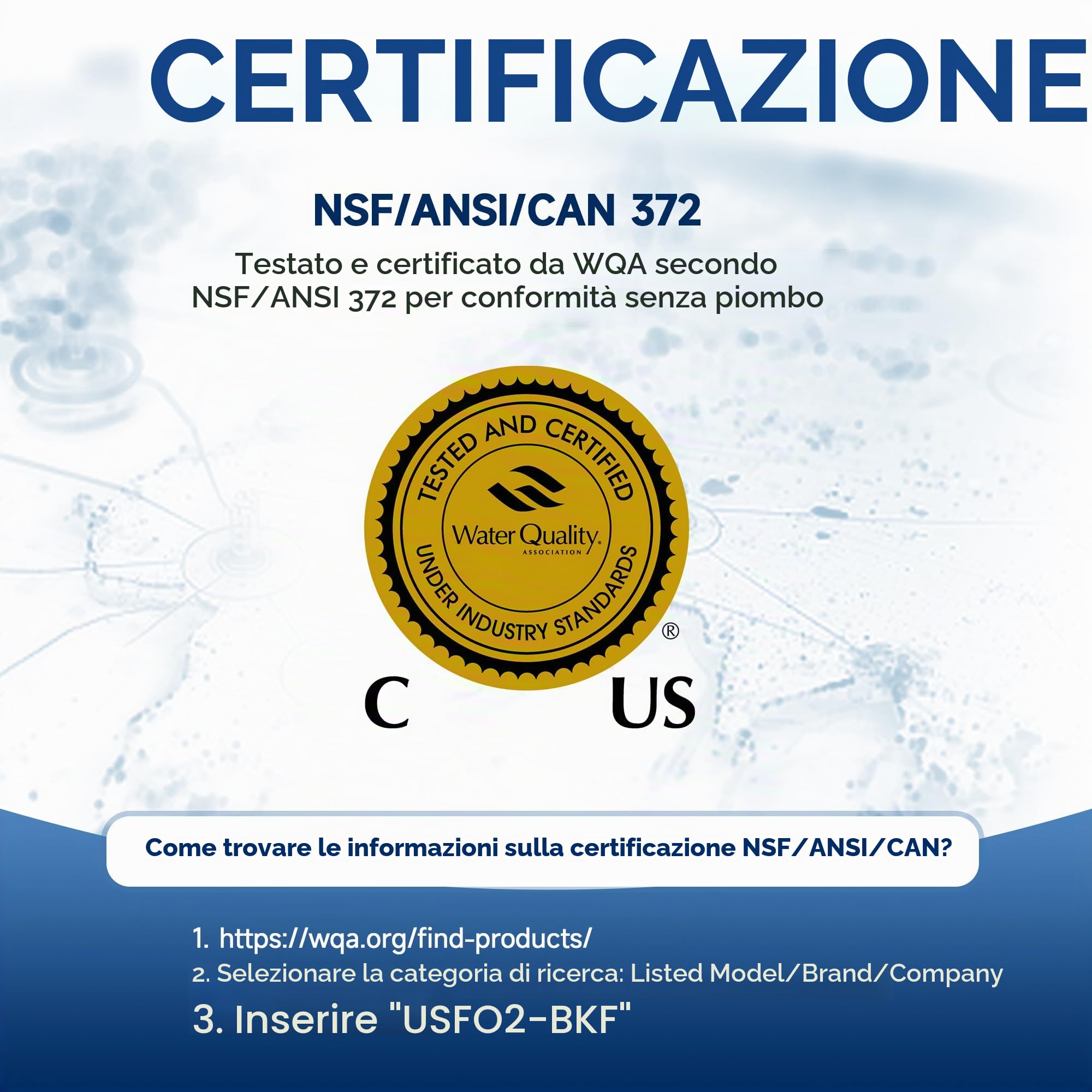AQUALTRA USF02-BKF Sistema sottolavabo con rubinetto, 75700L, certificato NSF/ANSI/CAN 372, riduce PFOA, PFOS, cloro, piombo, mercurio, cloramina, fluoro, microplastiche, cattivo gusto & odore