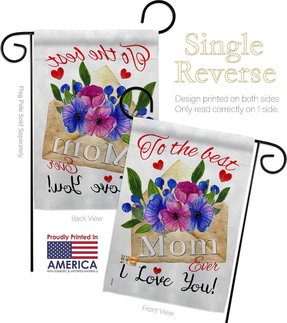 To the Best Mom Garden Flag Set Wall Holder Family Mother Day Mama Grandma Love Flowers Parent Sibling Relatives Grandparent Small Decorative Gift Yard House Banner Made In USA 13 X 18.5