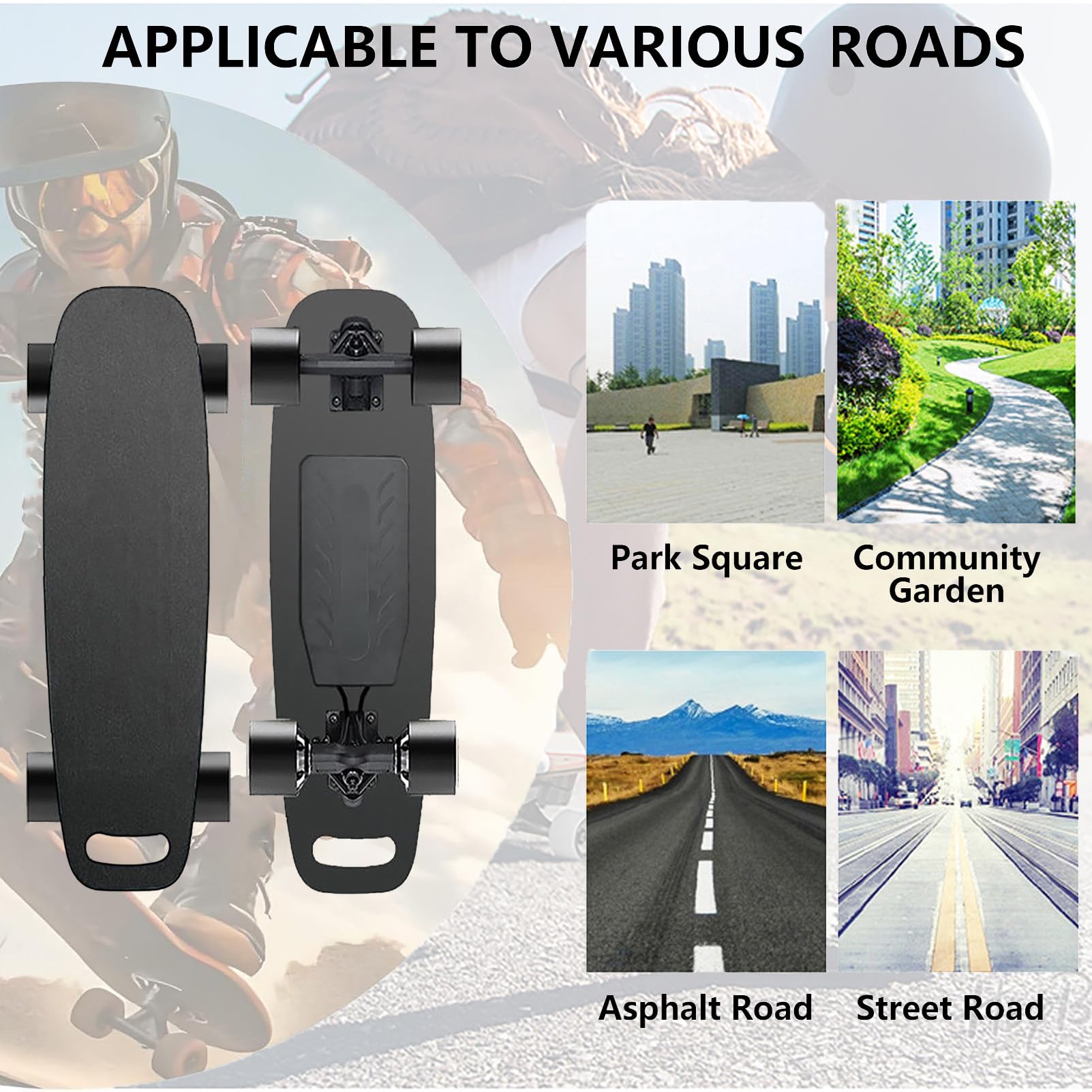 Skateboard Elettrico Principianti Adolescenti Adulti velocità Massima 19-35 Km/H, Ricarica Rapida in 2 Ore, Longboard con Telecomando 4 velocità per Tutti I Terreni DualDrive-30km