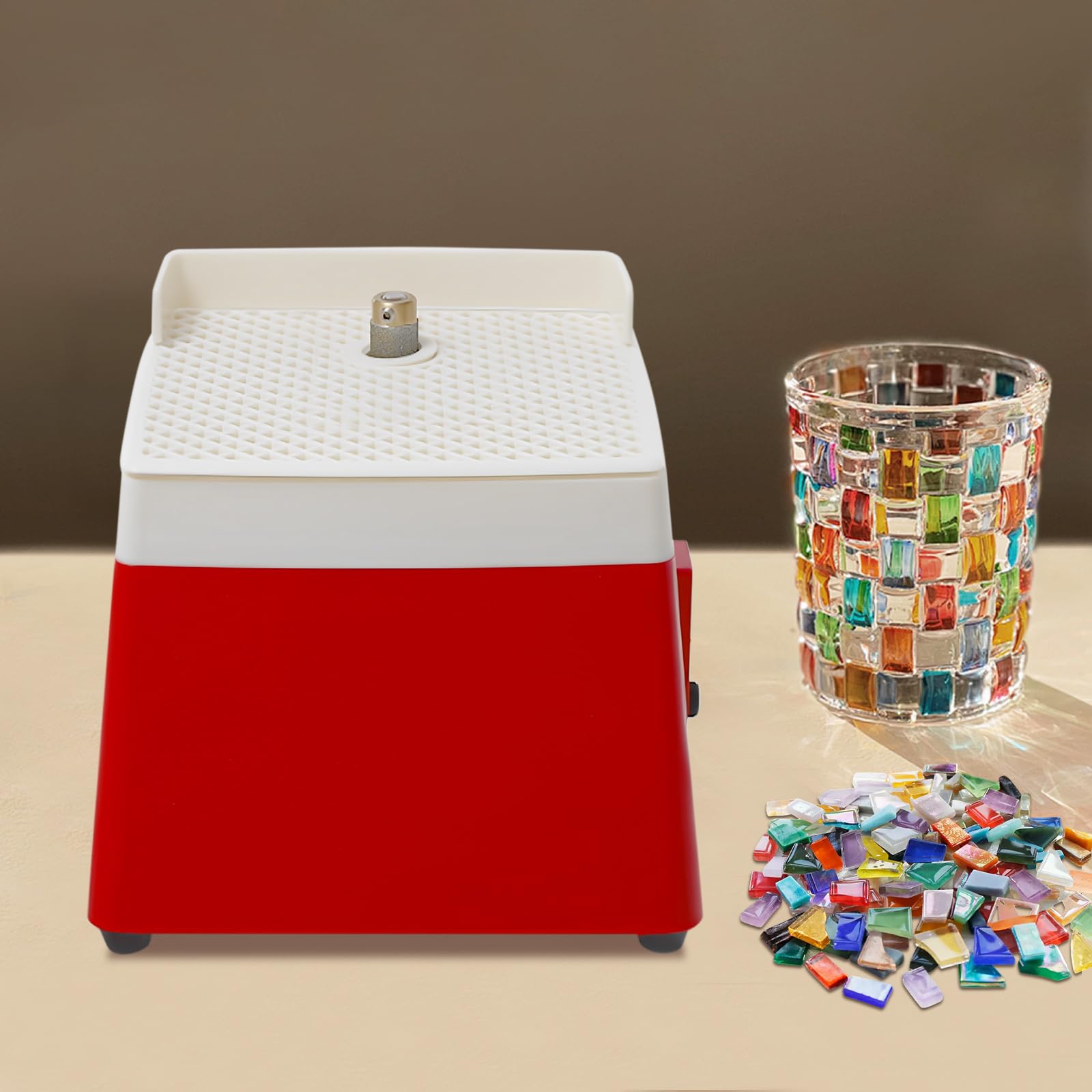 110V Stained Glass Grinder, Industrial Mini Portable Stained Grinder Diamond Automatic Art Grinding Tool, Ceramic Grinding Machine 4200r/Min+Bit, for Homes, Workshops, Studios, Factories