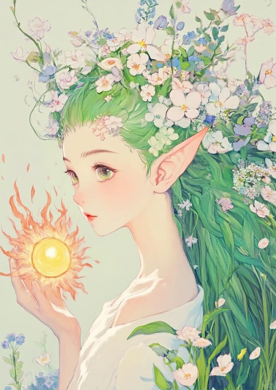 Henypt Cross Stitch Kits for Adults Anime elf DIY Arts Aand Craft Kit for Adults Beginners with Accessories Home Wall Decoration 14CT 40x50cm