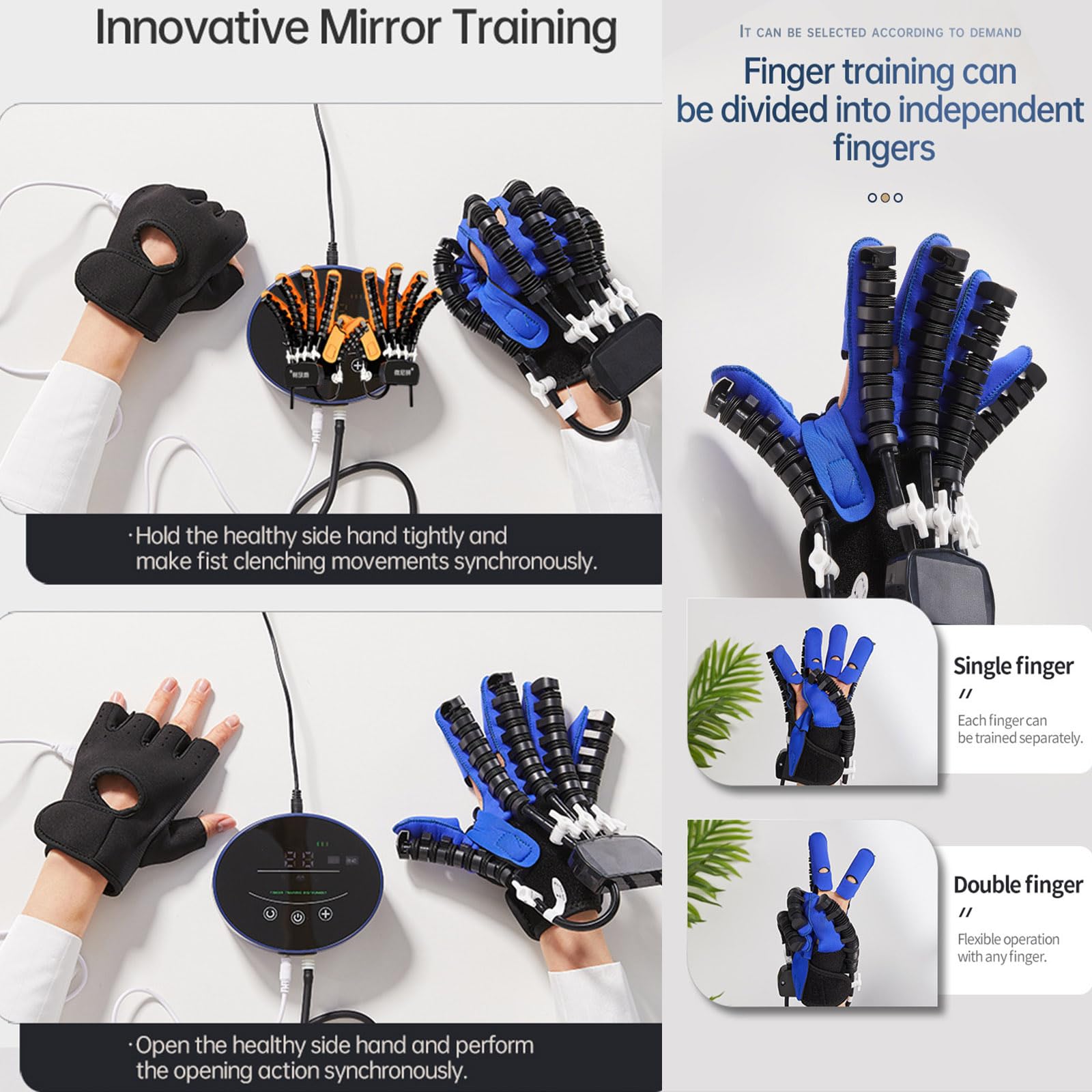 Guantes de Tratamiento de Rehabilitación,Equipo Recuperación Mano,Guantes Robóticos de Rehabilitación,para Pacientes con Parálisis Cerebral,Artritis,Accidente Cerebrova(Size:S,Color:Derecha)