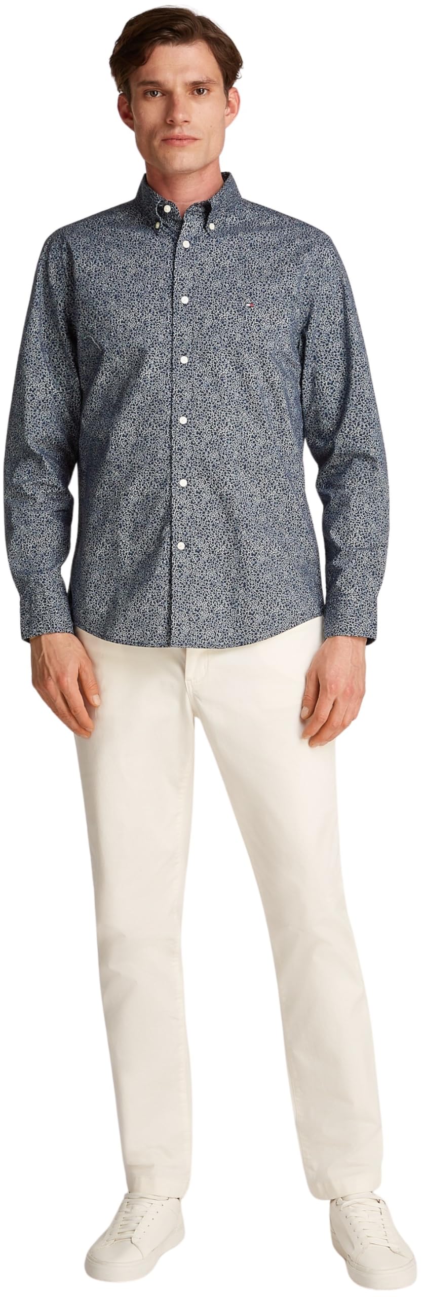 Tommy Hilfiger Flex Poplin Linr Floral RF Shirt Mw0mw38089 Camicia L/S Unisex - Adulto (Pacco da 1)