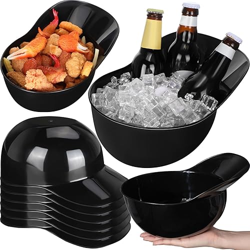 Miniatura 9 de Tanlade Casco de béisbol de plástico grande de 72 onzas, cuencos de béisbol, cuencos para aperitivos, helado, postre para trabajadores de Rojo