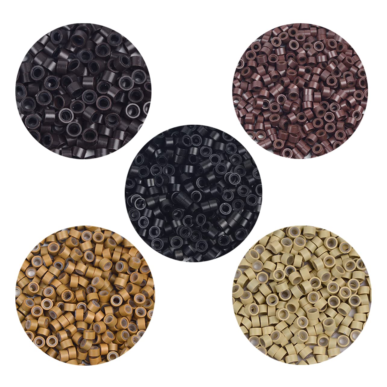 500 Pcs Silicone Lined Micro Rings Beads 5mm Hair Extentions Beads for I Tip Hair Extensions (Black)