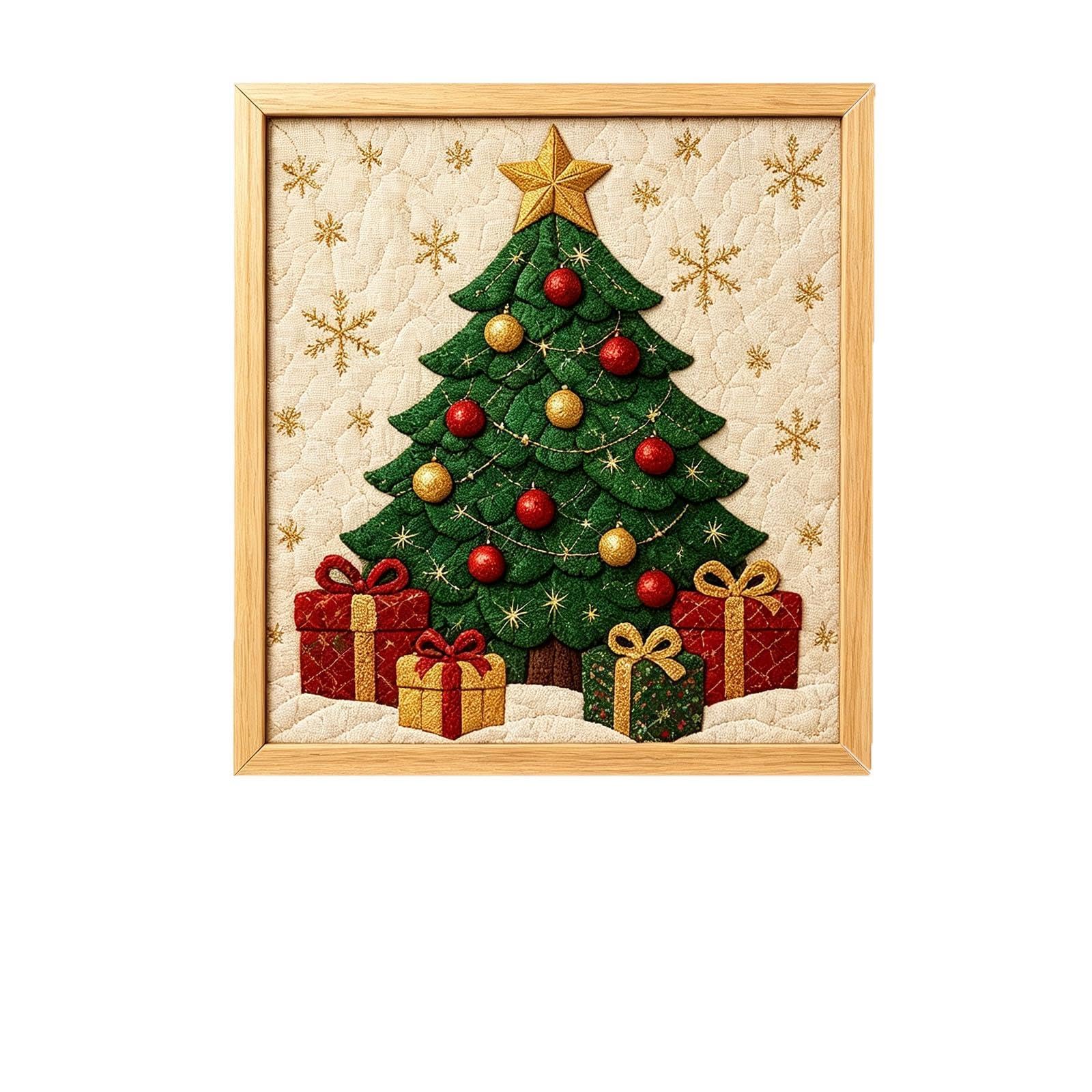 DIY Christmas Kinusaiga Fabric Art Kit, Quilt Design Wall Mosaic Craft (C)