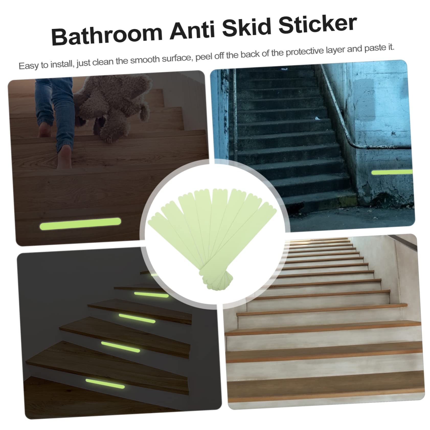 MAGICLULU 2 Sätze Antirutsch Aufkleber Für Treppen Selbstklebende Reflektierende Sicherheitsstreifen Fluoreszierendes Skid Tape Für Innen Außenanwendungen Stück * 2