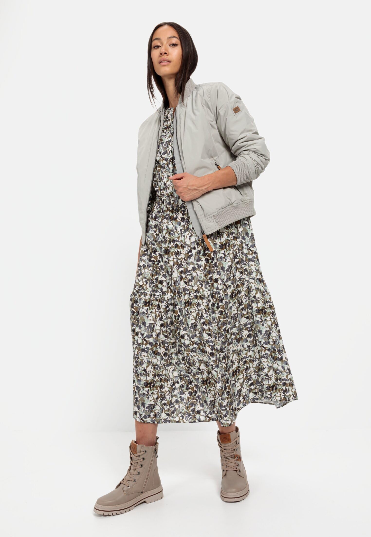 camel active Damen Schlupfkleid mit Langen Ärmeln