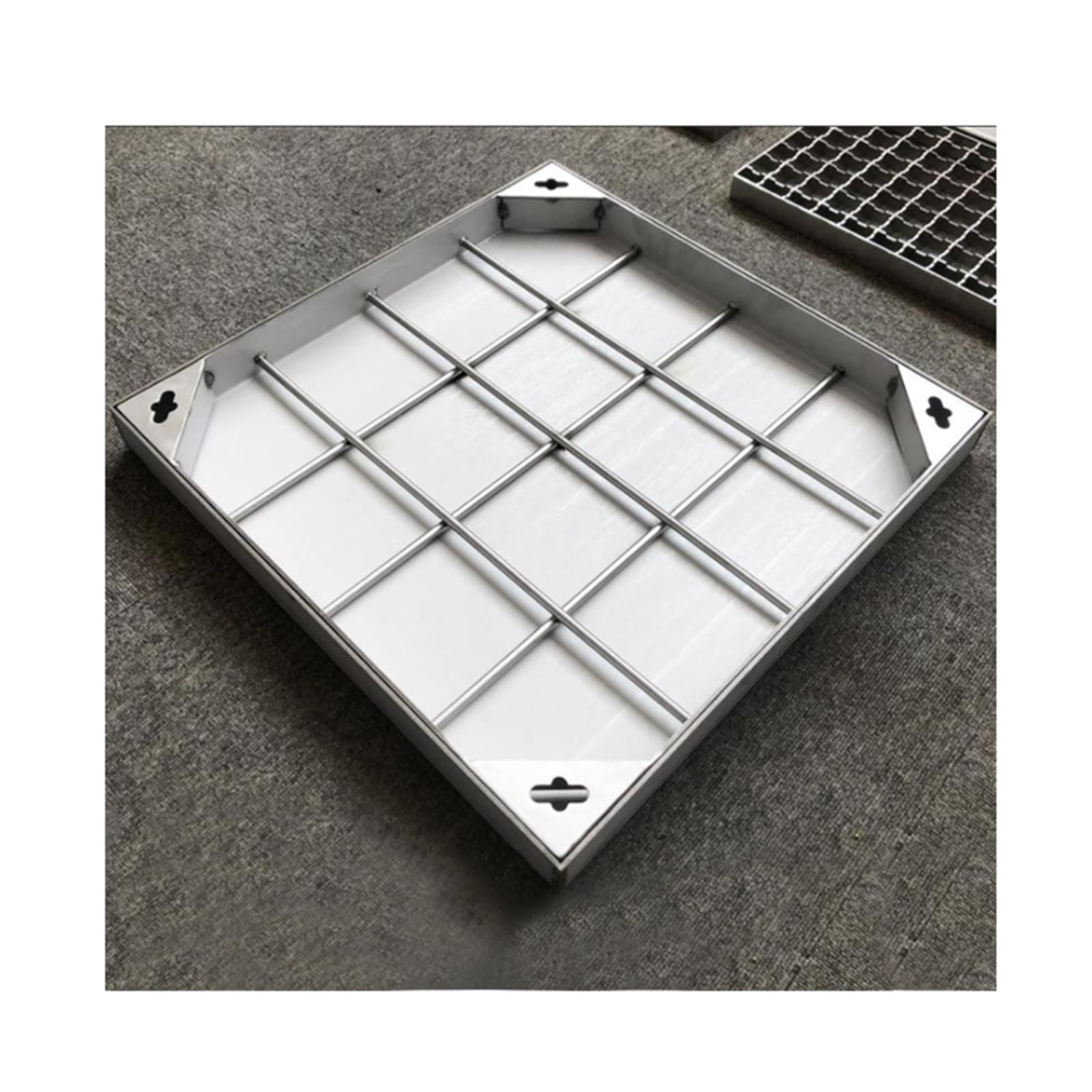 GJMSSMY 304 Stainless Steel Square Invisible Manhole Cover, Heavy-Duty Metal Drain Cover for Outdoor Driveway, Courtyard, 8cm Height, 90x90cm (35.4x35.4in)