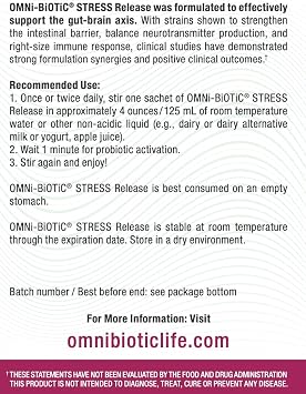 OMNi BiOTiC Stress Release - Clinically Tested Probiotic for Stress Management & Gut-Brain Axis Support - Stress Probiotic and Mood Probiotic - Vegan, Non-GMO (28 Daily Packets)
