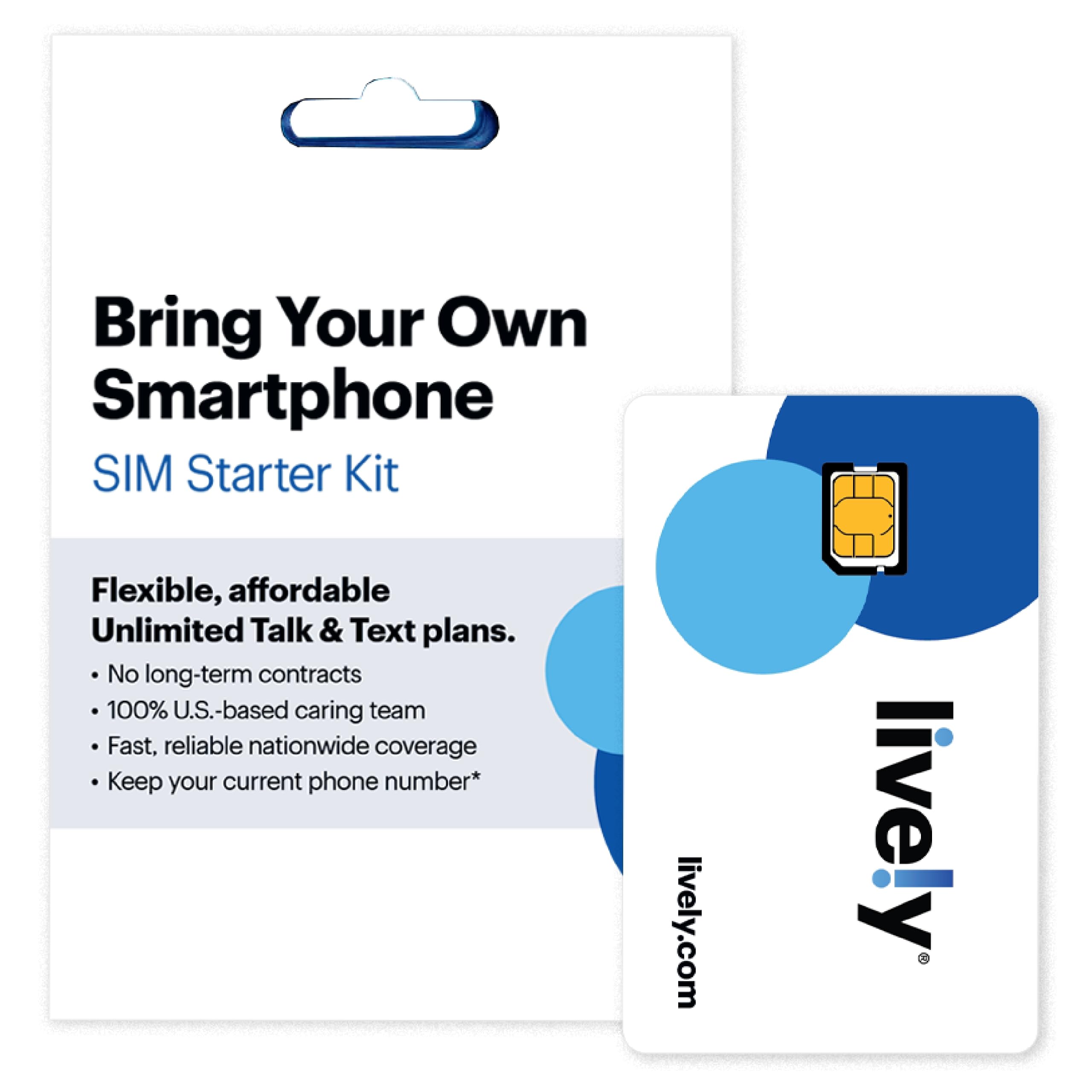 Lively SIM/e-SIM Kit - Unlimited Talk & Text and 1GB Data with Access to Exclusive Services Including Urgent Response and Caregiver App - Keep Your Own Phone Number