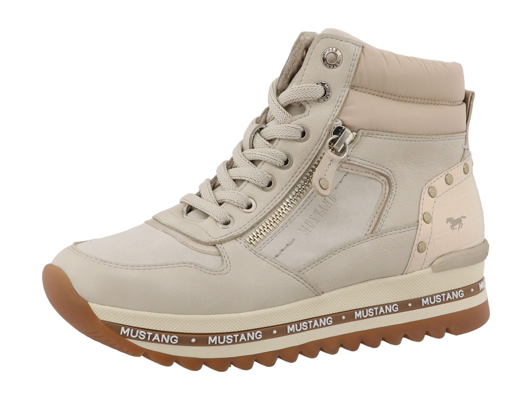 Mustang Women's Ankle Boots Sporty Platform Sole 15M0312003, ivory, 8 UK