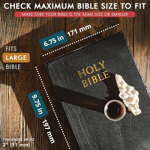 Miniatura 3 de Elizo Funda de cuero para la Biblia para hombres y mujeres, funda de libro grande con cremallera, bolsa de transporte para la Biblia de iglesia,