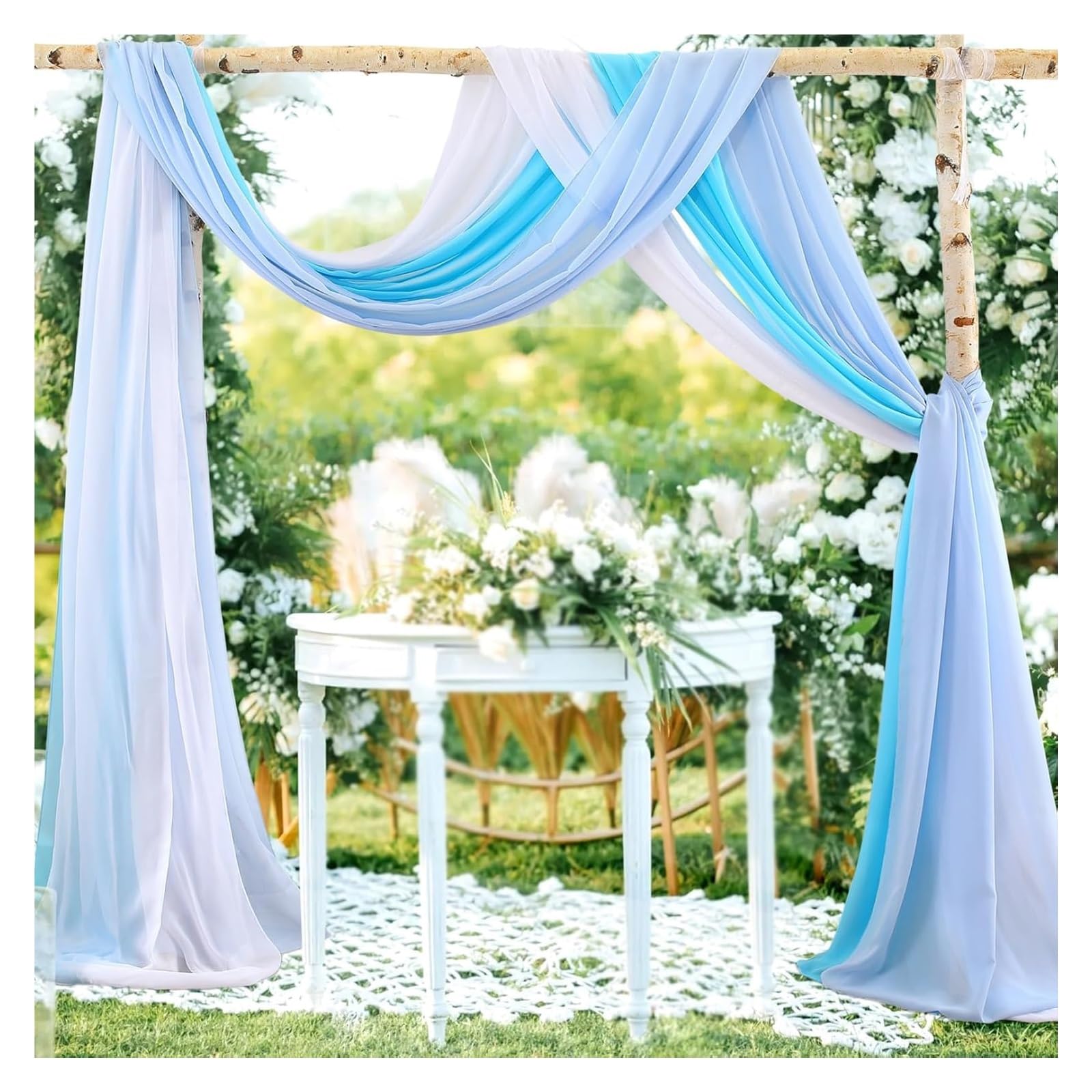 Hochzeitsdekoration, Hochzeitsbogen-Drape, Chiffon-Stoff, Drapierung, Wed-Hintergrund, Vorhang, Drapierung, Zeremonie, Empfang, Hängedekoration(Light Xi,75*300cm/29.53*118.11 in(3pcs lot))