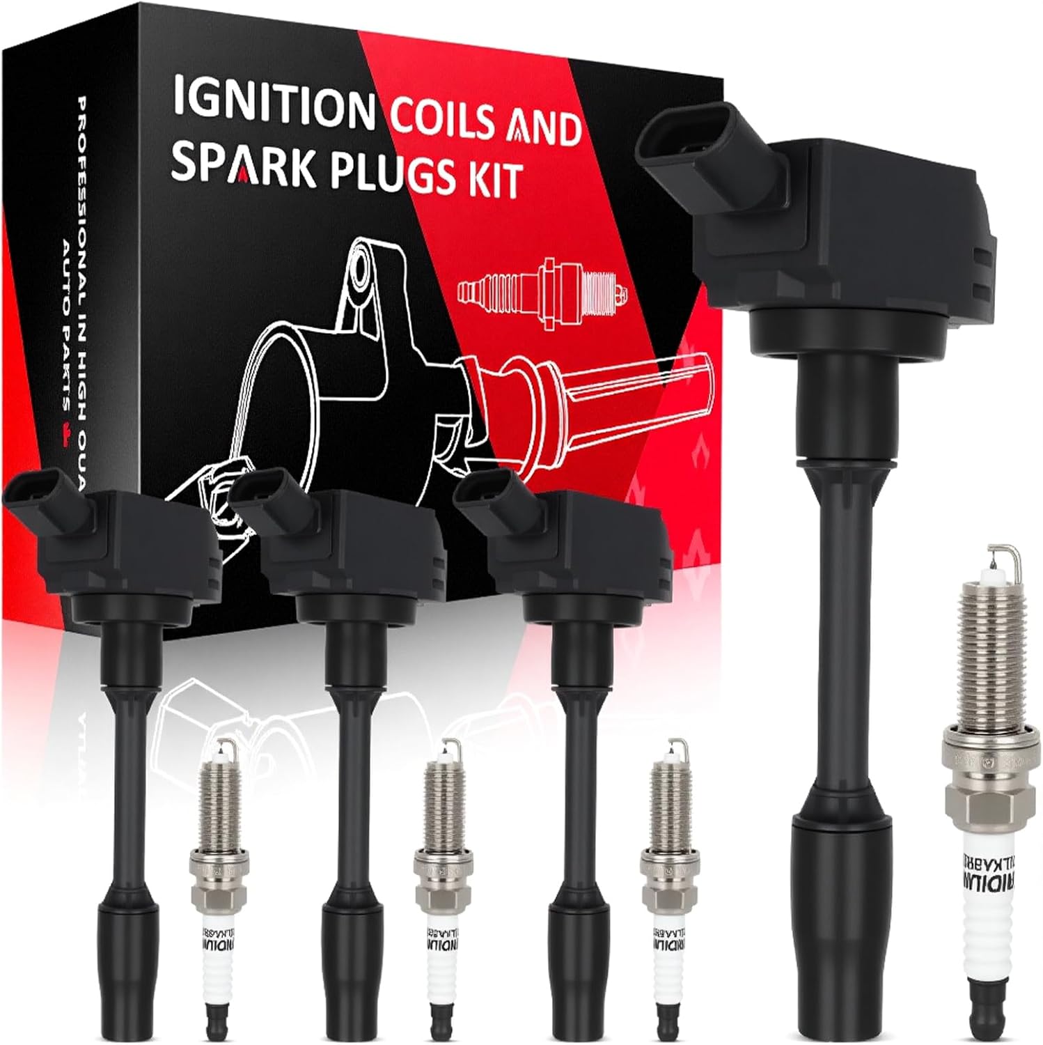 SCITOO 4 ignition coils + 4 iridium Spark Plugs for Toyota Camry Avalon Highlander ES300h LS500 UX250h 90919-A2010,90919-02277,UF-849