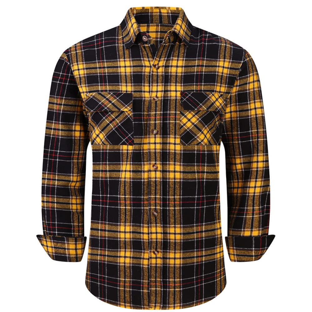 IIK Camisa De Algodón De Los Hombres, Camisa Casual De Manga Larga para Hombre,Camisa De Cuadros Informal De Manga Larga para Hombre Camisa Casual A Cuadros con Botones De Algodón A Cuadros con B