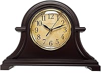 Park Madison Vintage 12.5 Inch Mantel Clock - Silent Quartz Movement, Mahogany Finish, Model 13798