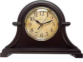 Park Madison Vintage 12.5 Inch Mantel Clock - Silent Quartz Movement, Mahogany Finish, Model 13798