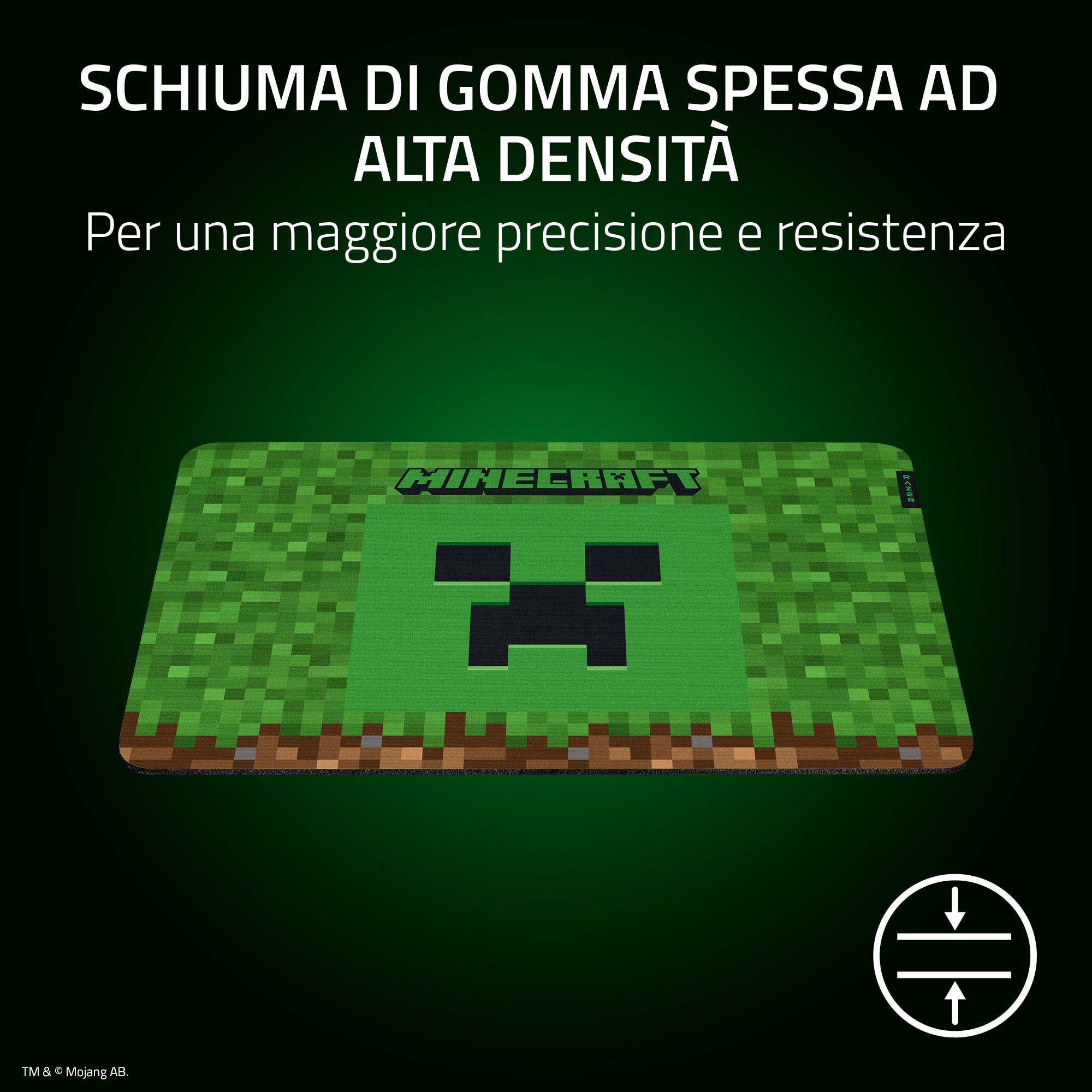 Razer Gigantus V2 Minecraft Edition - Morbido tappetino per mouse da gioco per velocità e controllo (superficie a microtessitura, schiuma di gomma spessa, base antiscivolo, 360 x 275 x 3 mm) Minecraft