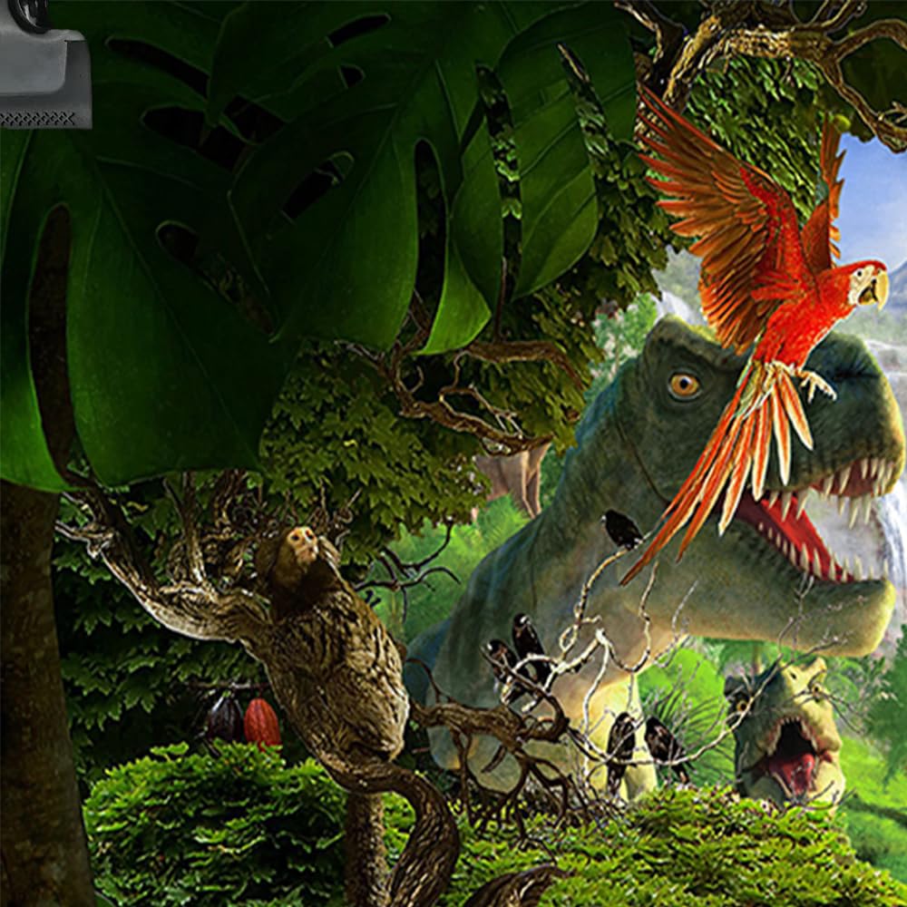 Xiaoterna Dinosaurier Fotohintergrund 1,5x1m - Wilde Dschungel Wald Tiere Aquarell Design