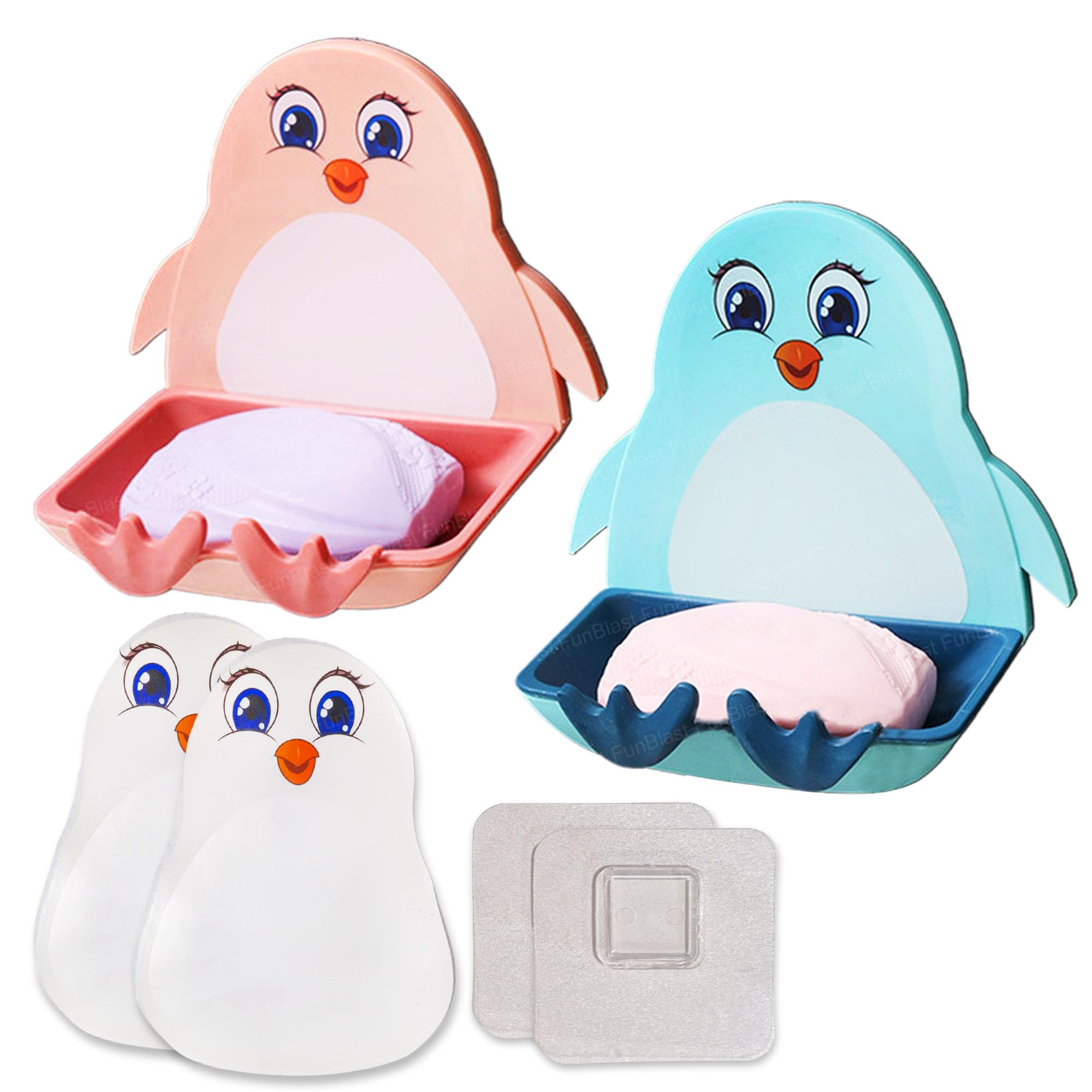 FunBlast Soap Case for Bathroom – Penguin Soap Box Holder, Set of 2 Soap Stand Holder for Bathroom, Kitchen Sink Magic Stickers Wall Mounted Soap Dish Holder (Blackgreen) (B0D9SFT3RZ) Amazon Price History, Amazon Price Tracker