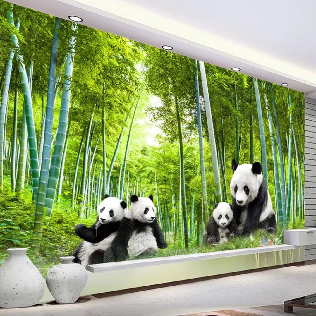 Revêtement mural panda 3D premium, fresque haut de gamme auto-adhésive salon