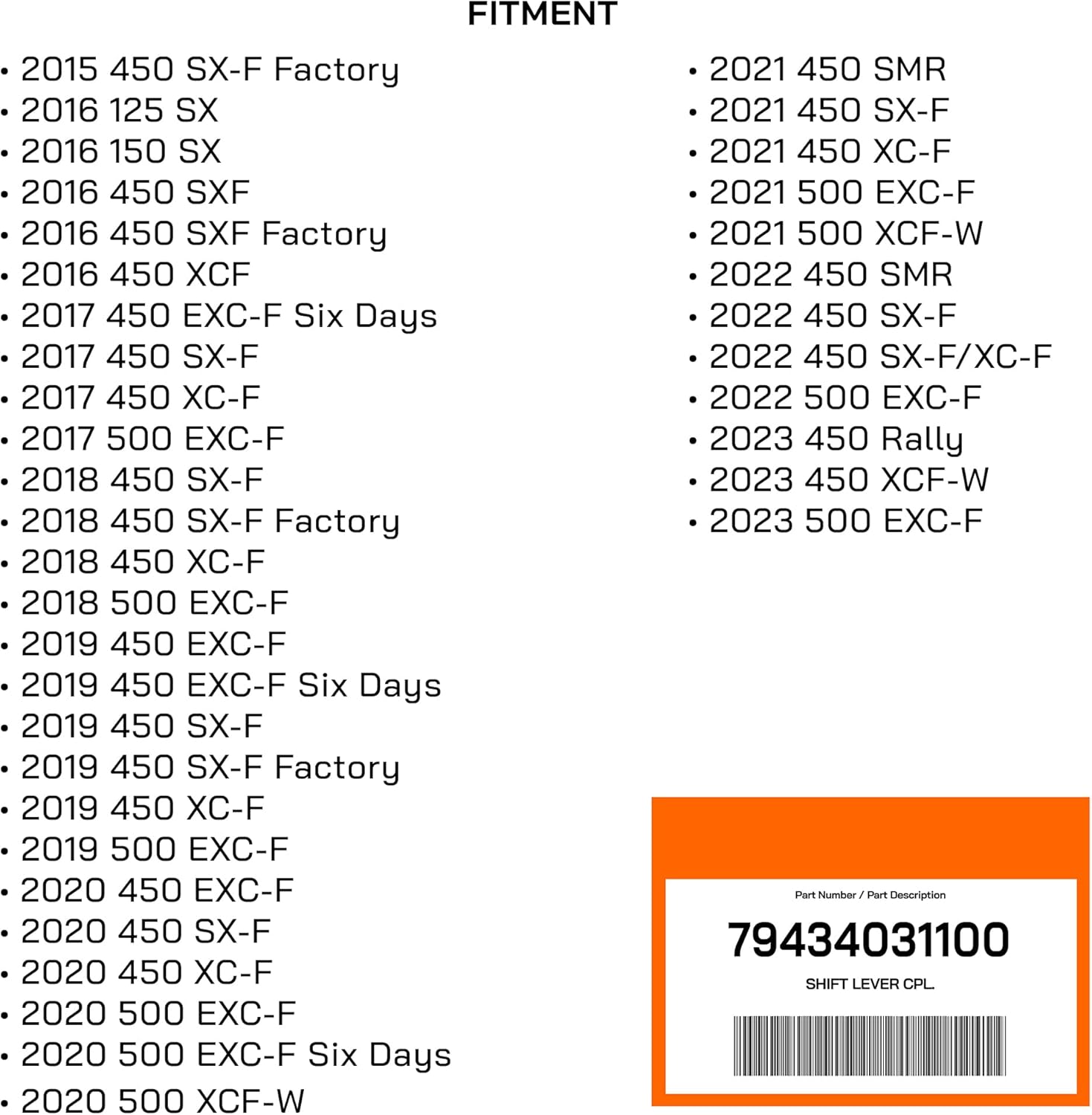 Folding Gear Shift Lever Shifter Pedal Forged Compatible with KTM 125/150 SX SXF450 XC-F450 EXC-F 450 690 Enduro R 2015-2023 - 79434031100