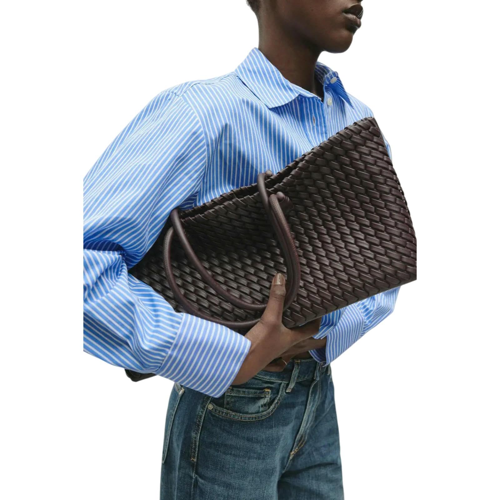Beauty Case Borsa Tote Allungata in Tessuto da Donna, A Tracolla con Manico Superiore, Shopper Elegante per Lavoro, Viaggi E Uso Quotidiano