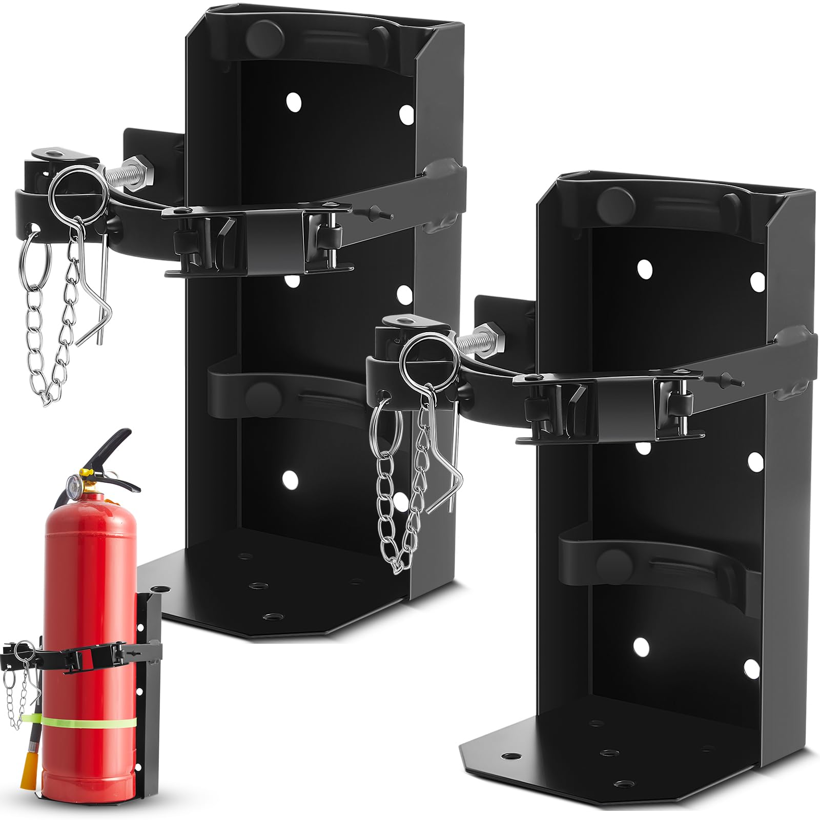 Zonon Soporte de metal resistente para extintor de incendios de 10 libras, soporte de pared para el hogar, coche, camión, mini, pequeño y mediano, diámetro de 5.12 a 5.51 pulgadas, color negro (2